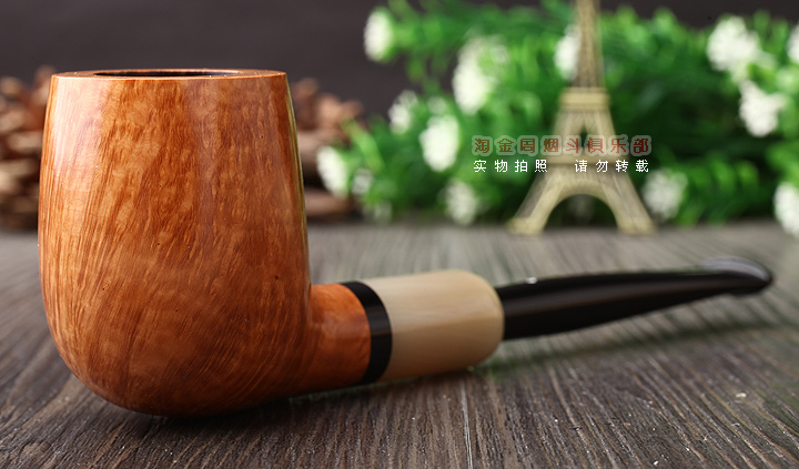 英国Dunhill ROOT BRIAR登喜路石楠木烟斗 牛角圈 军插4103-1