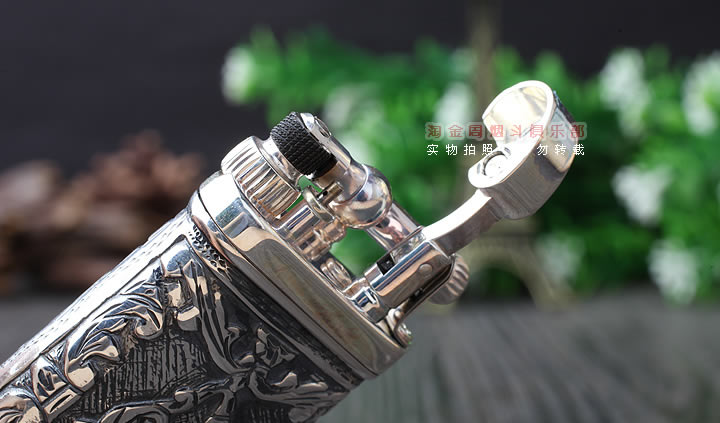 淘金周 德国十字架Sillems 纯银浮雕烟斗打火机 双面雕花1990Puro-4