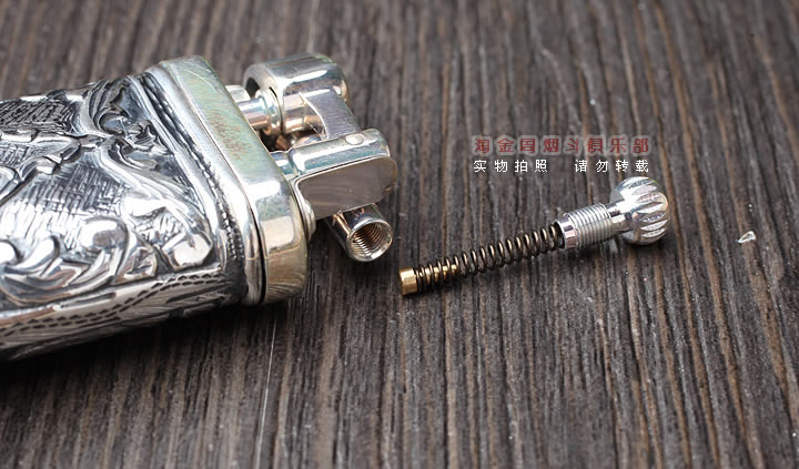 淘金周 德国十字架Sillems 纯银浮雕烟斗打火机 双面雕花1990Puro-5