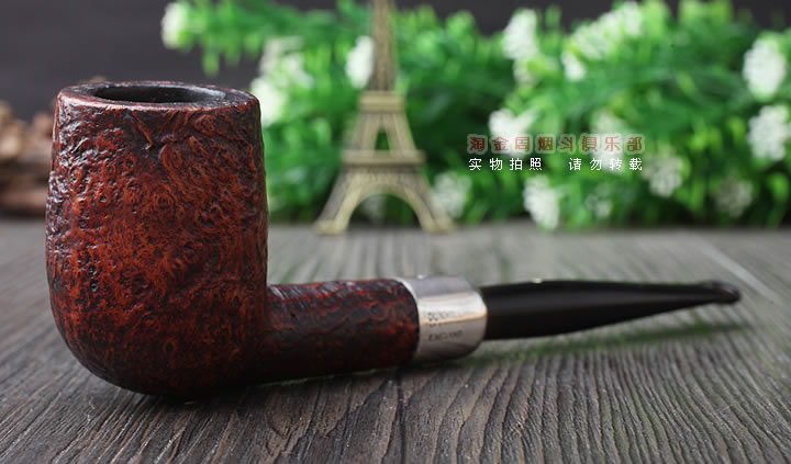 二手老斗 英国Dunhill登喜路石楠木烟斗 银圈军插4号喷砂斗-1