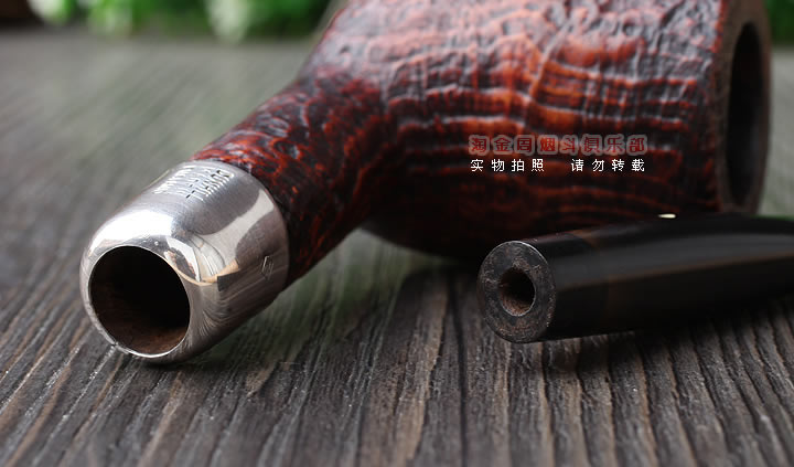 二手老斗 英国Dunhill登喜路石楠木烟斗 银圈军插4号喷砂斗-5