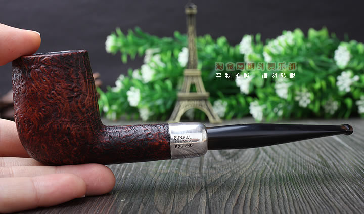 二手老斗 英国Dunhill登喜路石楠木烟斗 银圈军插4号喷砂斗-8