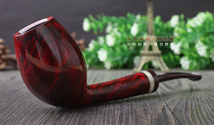 原装进口 法国CHACOM CC石楠木烟斗 2016年度红色光面限量斗-1