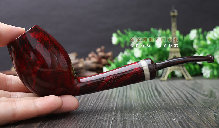 原装进口 法国CHACOM CC石楠木烟斗 2016年度红色光面限量斗-9