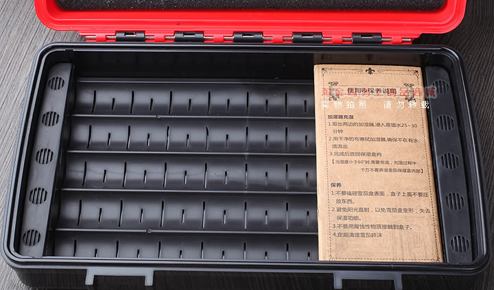 雪便携茄保湿盒 季风塑料10支红色 户外密封防水雪茄盒含打孔器-3