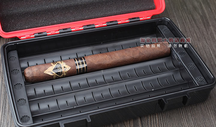 雪便携茄保湿盒 季风塑料10支红色 户外密封防水雪茄盒含打孔器-7