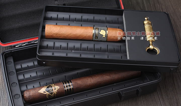 雪便携茄保湿盒 季风塑料10支红色 户外密封防水雪茄盒含打孔器-8