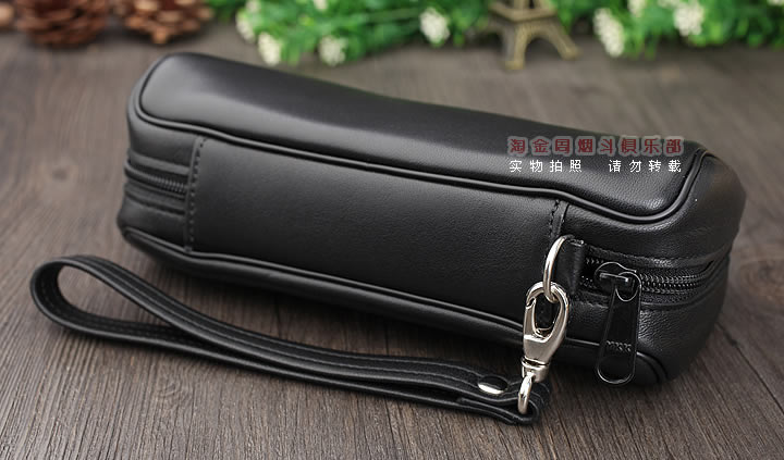 【淘金周】英国登喜路 DUNHILL真皮烟斗包两斗包 PA2018-1