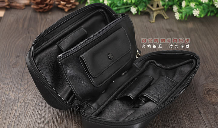 【淘金周】英国登喜路 DUNHILL真皮烟斗包两斗包 PA2018-3