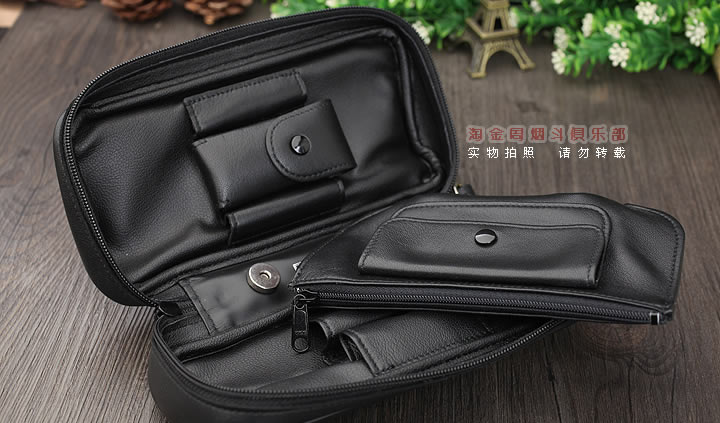 【淘金周】英国登喜路 DUNHILL真皮烟斗包两斗包 PA2018-4