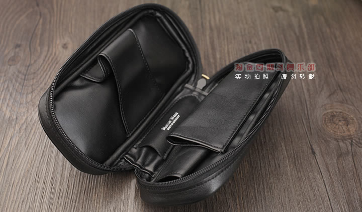 【淘金周】原装德国Martin Wess手工牛皮烟斗包 两斗包CP9-2黑色-1