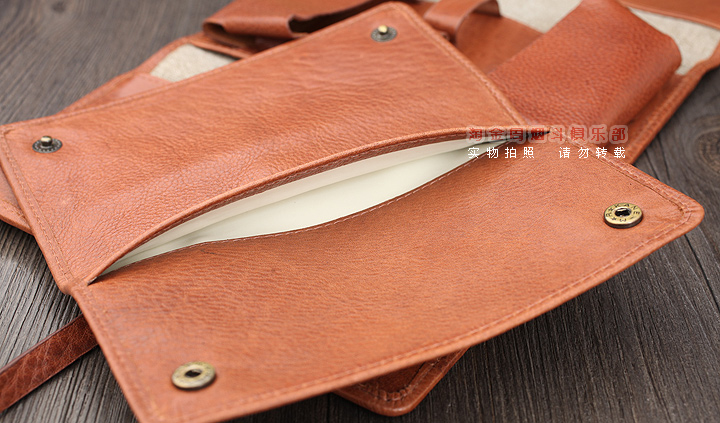 法国CHACOM CC烟斗包 棕色牛皮帆布2斗包 023BE-7