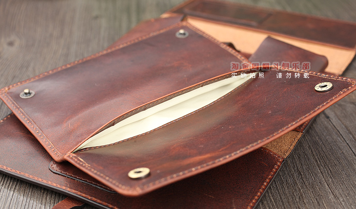 法国CHACOM CC烟斗包 棕色牛皮帆布2斗包 023BR-6