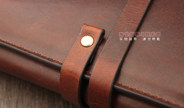 法国CHACOM CC烟斗包 棕色牛皮帆布2斗包 023BR-9